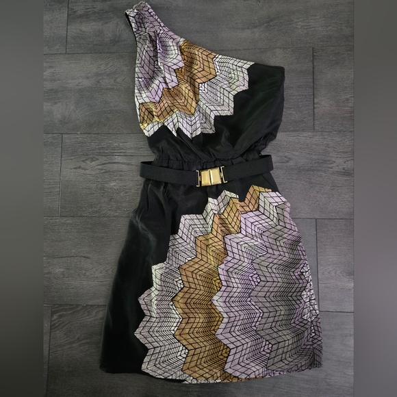 BCBG Max Azria Silk One-Shoulder Dress XS - Picture 3 of 9